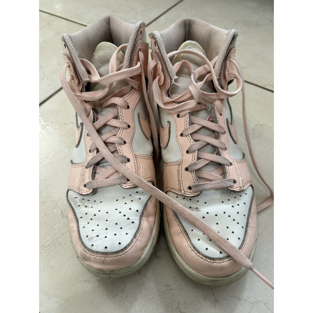 Nike Dunk High Pink White Women's Leather High-Top Athletic Sneakers Size 8.5